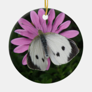 Ornement En Céramique Papillon et Fleur rose Personnalisé Anniversaire