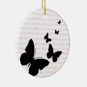 Ornement En Céramique Papillon et notes roses (Droite)