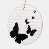 Ornement En Céramique Papillon et notes roses (Gauche)
