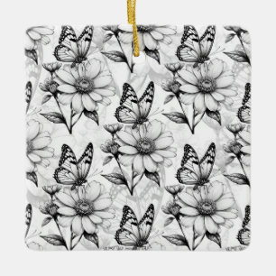 Ornement En Céramique Papillon minimaliste sur la conception Motif de fl