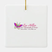 Ornement En Céramique Papillon psychédélique coloré et fleurs (Dos)