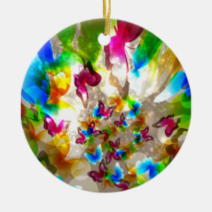 Ornement En Céramique Papillons Abstraits