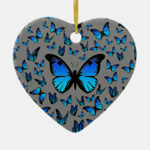 Ornement En Céramique papillons bleus