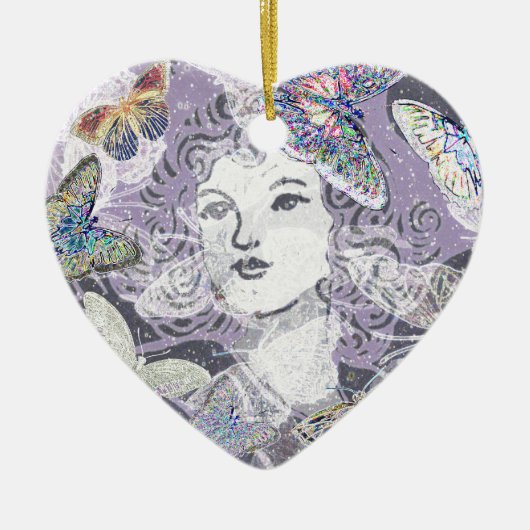 Ornement En Céramique Papillons pourpres (Devant)