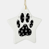 Ornement En Céramique Paquets blancs sur l'Empreinte de patte noir (Droite)