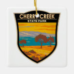 Ornement En Céramique Parc d'état de Cherry Creek Colorado Vintage<br><div class="desc">Illustration du parc national de Cherry Creek. Le parc est constitué d'une prairie naturelle et d'un milieu humide,  avec un réservoir au centre.</div>