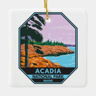 Ornement En Céramique Parc national Acadia Maine Bar Harbour Vintage