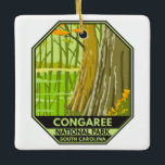 Ornement En Céramique Parc national de Congaree Caroline du Sud Rétro<br><div class="desc">Congaree vectorielle conception. Le parc conserve la plus grande partie de forêt de feuillus de fond des États-Unis.</div>