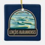 Ornement En Céramique Parc national de Lencois Maranhenses Brésil Vintag<br><div class="desc">Design vectoriel du parc national Lencois Maranhenses. Elle est connue pour son vaste paysage désertique de hautes dunes de sable blanc et de lagunes d’eau de pluie saisonnières.</div>