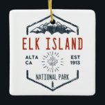 Ornement En Céramique Parc national de l'île Elk Canada Vintage en détre<br><div class="desc">Parc national d'Elk Island Badge en relief avec un design unique en forme de feuille d'érable à thème du parc. Le parc joue un rôle important dans la conservation du bison des Plaines.</div>