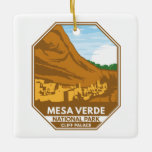 Ornement En Céramique Parc national de Mesa Verde Palais Cliff Emblem ré<br><div class="desc">Design d'illustration vectorielle Mesa Verde. Le parc est connu pour ses maisons de falaises antiques Puebloan bien préservées,  notamment l'immense Cliff Palace.</div>