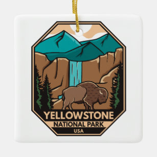 Ornement En Céramique Parc national de Yellowstone Rétro minime de bison