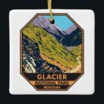 Ornement En Céramique Parc national des Glaciers Aller au chemin Sun<br><div class="desc">Design vectoriel de Glacier Park. Le parc est une zone sauvage située dans les Rocheuses du Montana,  avec des pics et des vallées sculptés par des glaciers qui s'étendent jusqu'à la frontière canadienne.</div>