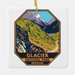 Ornement En Céramique Parc national des Glaciers Aller au chemin Sun<br><div class="desc">Design vectoriel de Glacier Park. Le parc est une zone sauvage située dans les Rocheuses du Montana,  avec des pics et des vallées sculptés par des glaciers qui s'étendent jusqu'à la frontière canadienne.</div>