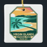 Ornement En Céramique Parc national des Îles Vierges Emblème rétro minim<br><div class="desc">Design vectoriel des îles Vierges. Le parc occupe la majorité de St. John,  l'une des îles Vierges américaines.</div>