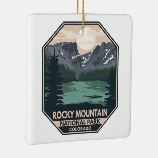 Ornement En Céramique Parc national des Rocheuses Emblème rétro minimal (Droite)