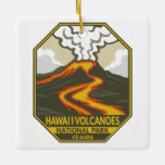 Ornement En Céramique Parc national des volcans d'Hawaii Kilauea Retro<br><div class="desc">Design d'illustration vectorielle des volcans d'Hawaii. Le parc se trouve sur l'île d'Hawaii. Au coeur se trouvent les volcans actifs Kīlauea et Mauna Loa.</div>