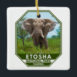 Ornement En Céramique Parc national d'Etosha Namibie Elephant Aquarelle<br><div class="desc">Etosha National Park aquarelle design. Le parc se trouve dans le nord-ouest de la Namibie et l'un des plus grands parcs nationaux d'Afrique.</div>
