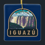 Ornement En Céramique Parc national d'Iguazu Argentine Travel Art Vintag<br><div class="desc">Design vectoriel du parc national Iguazu. Dans le parc de la rivière Iguazú,  les célèbres chutes d’Iguazú abritent de nombreuses cascades séparées,  dont l’emblématique Garganta del Diablo ou "Throat du diable".</div>