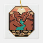 Ornement En Céramique Parc national du Grand Canyon Emblem rétro<br><div class="desc">Grande Canyon dessin vectoriel. Le parc abrite une grande partie de l'immense Grand Canyon,  avec ses bandes de roches rouges superposées qui révèlent des millions d'années d'histoire géologique.</div>
