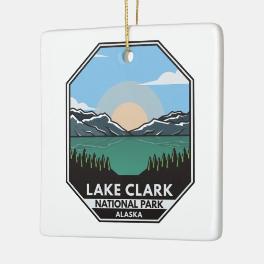 Ornement En Céramique Parc national du lac Clark Emblem rétro minimal (Gauche)