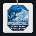 Ornement En Céramique Parc national Great Basin Pic Wheeler Vintage<br><div class="desc">Grande conception vectorielle du bassin. Le parc se trouve dans le désert du Grand Bassin et abrite la plupart des montagnes du Serpent du Sud.</div>