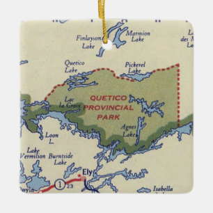 Ornement En Céramique Parc provincial Quetico sur la carte Vintage