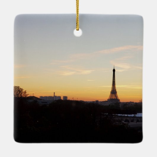 Ornement En Céramique Paris Eiffel Tower at Sunset Christmas Ornament (Dos)