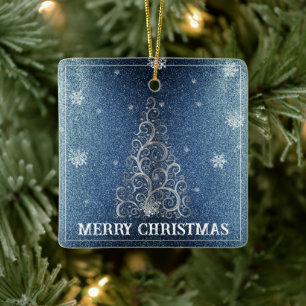 Ornement En Céramique Parties scintillant d'arbre de Noël et flocons de