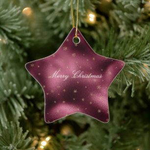 Ornement En Céramique Parties scintillant d'or rouge Bourgogne