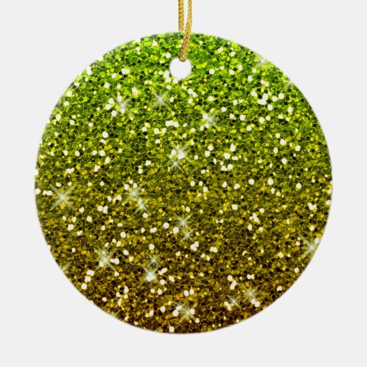 Ornement En Céramique Parties scintillant en or vert clair chatoyantes (Devant)