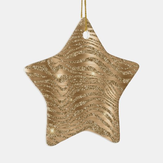 Ornement En Céramique Parties scintillant Glam Or Zebra Print (Droite)