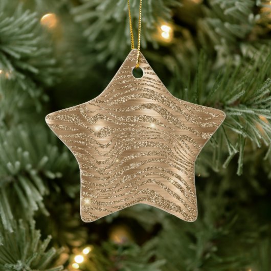 Ornement En Céramique Parties scintillant Glam Or Zebra Print (Arbre)