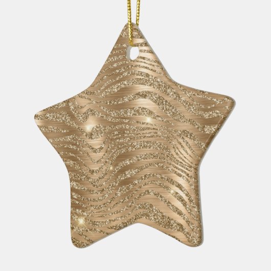 Ornement En Céramique Parties scintillant Glam Or Zebra Print (Gauche)