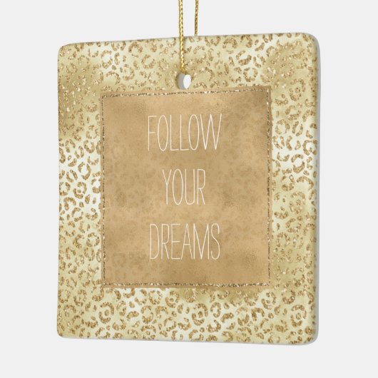 Ornement En Céramique Parties scintillant jaune or Leopard (Gauche)