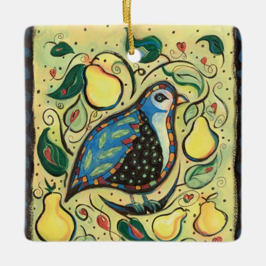 Ornement En Céramique Partridge in a Pear Tree Christmas ornament (Devant)