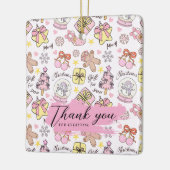 Ornement En Céramique Pastel Pink Christmas Pattern with Custom Text (Gauche)