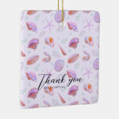 Ornement En Céramique Pastel Seashell Pattern with Custom Text (Droite)