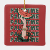Ornement En Céramique pastèque, fleurs et palestine Texte Répéter (Dos)