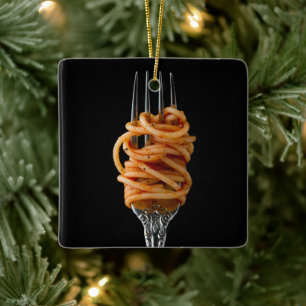 Ornement En Céramique Pâtes filées sur une fourchette, spaghetti de no