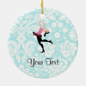 Ornement En Céramique Patinage de glace turquoise de motif de damassé (Dos)