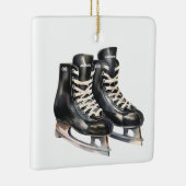 Ornement En Céramique Patinage de hockey nom et numéro personnalisés (Droite)