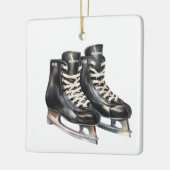 Ornement En Céramique Patinage de hockey nom et numéro personnalisés (Gauche)