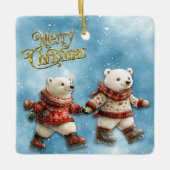 Ornement En Céramique Patinage Ours polaires Noël Nouvel An (Devant)