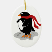 Ornement En Céramique Patinage Penguin Keepsaké Ornament (Dos)