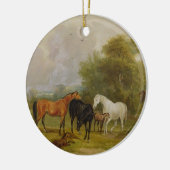 Ornement En Céramique Pâturage de chevaux : Juments et poulains dans un (Gauche)