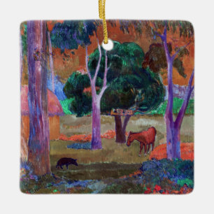 Ornement En Céramique Paul Gauguin - Paysage avec un cochon et un cheval