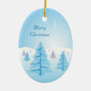 Ornement En Céramique Paysage de Noël