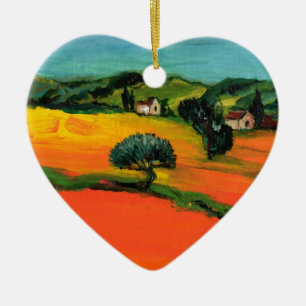 ORNEMENT EN CÉRAMIQUE PAYSAGE DE TOSCANE AVEC TOURNESOLS