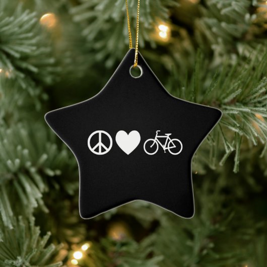 Ornement En Céramique Peace Love and Bicycles (Arbre)